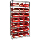 Kleton Heavy-Duty Wire Shelving Units With Storage Bins, 8 Tiers, 36"W x 74" H x 18" D-Depth: 18"