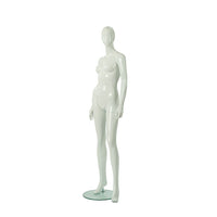 Can-Bramar RP Adult Female Abstract Mannequin 70"H, 12" Dia Glass Base, Shiny Black-Adult Female Abstract Mannequin in a shiny black finish.