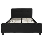 Flash Furniture - Grand lit plateforme tapissier capitonné Tribeca - tissu noir-Pieds en blocs surélevés