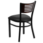 Flash Furniture HERCULES Series Black Slat Back Metal Restaurant Chair - Walnut Wood Back, Black Vinyl Seat-Black Vinyl Upholstered Seat