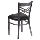 Flash Furniture Chaise de restaurant en métal de la série HERCULES avec dossier en croix à enduit lustré siège en vinyle noir-Siège rembourré en vinyle noir