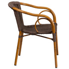 Flash Furniture Cadiz Series Rattan Restaurant Patio Chair with Red Bamboo-Aluminum Frame, Dark Brown (SDAAD632009D2)-Stacks up to 6 Chairs High