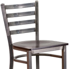 Flash Furniture HERCULES Series Clear Coated Ladder Back Metal Restaurant Barstool - Walnut Wood Seat-Welded Joint Assembly