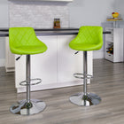 Flash Furniture Contemporary Green Vinyl Bucket Seat Adjustable Height Barstool with Diamond Pattern Back & Chrome Base-Seat Size: 14.5''W