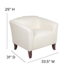Flash Furniture – Fauteuil en cuir de la série Hercules Imperial, blanc-Pieds en bois teinté cerise