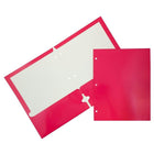 JAM Paper Glossy 2 Pocket 3 Hole Punched Folders, Hot Pink, 50 Pack-Pink Glossy Cardstock Folders