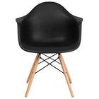 Flash Furniture Alonza Series Black Plastic Chair with Wooden Legs-Accent Side Chair