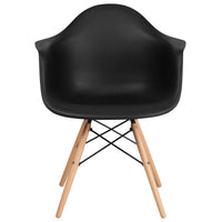 Flash Furniture Alonza Series Black Plastic Chair with Wooden Legs-Accent Side Chair