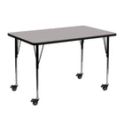 Flash Furniture – Table d’activités mobile, hauteur ajustable, surface en stratifié 48 x 24 x 1,25 po, gris (XUA2448RECGYHAC)-Gris/fini chromé, placage en stratifié, acier