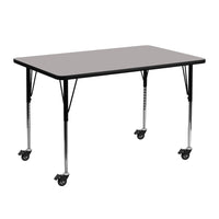 Flash Furniture – Table d’activités mobile, hauteur ajustable, surface en stratifié 48 x 24 x 1,25 po, gris (XUA2448RECGYHAC)-Gris/fini chromé, placage en stratifié, acier