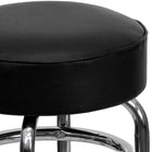 Flash Furniture Double Ring Chrome Barstools with Black Seat - 2 Pack-Black Vinyl Upholstered Seat
