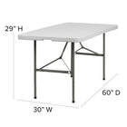 Flash Furniture 30"W x 60"L Bi-Fold Granite Plastic Folding Table - White-1.75'' Thick Granite White Table Top