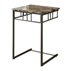 Monarch Specialties 3043 Accent Table - Espresso Marble/Bronze Metal-What a convenient way to eat or drink on your couch! This classic cappuccino marble-look snack table has sufficient space for you to  place your snacks, drinks and even meals. Its bronze metal base provides sturdy support along with an elegant touch that will suit any d<td>&eacute;</td>cor.
