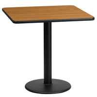 Flash Furniture 24"L Laminate Square Table Top with 18''W Round Table Base, Natural (XUNT2424TR18)-Hospitality Table