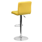 Flash Furniture 17 1/2" x 18" Quilted Vinyl Adjustable Height Bar Stool W/Chrome Base, Yellow, 2 Pack-Quilted Design Covering