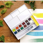 Derwent Inktense Paint Pan Set - Palette #2 - 12 Pack-Ideal for travel and outdoor use with everything needed to paint on the go