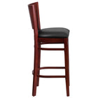 Flash Furniture Lacey Series Solid Back Mahogany Wood Restaurant Barstools with Black Vinyl Seat - 2 Pack-Black Vinyl Upholstered Seat
