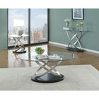 Brassex Chantal End Table, Silver/Black (275-06)-Unique criss-crossed base design