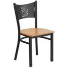 Flash Furniture – Chaise de restaurant en métal à dossier ajouré, noir, siège en bois naturel (XUDG6099COFNATW)-Capacité de poids de 500 lb