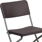 Flash Furniture 6 pièces - Chaise pliante en plastique et rotin brun de la série HERCULES avec cadre gris-Dossier et siège en plastique rotin brun
