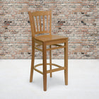 Flash Furniture HERCULES Series Vertical Slat Back Natural Wood Restaurant Barstool-Solid European Beech Hardwood Construction