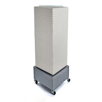 Azar Displays 40" x 14" x 14" Wheeled 4-Sided Interlocking Pegboard Floor Display, White (701415-WHT)-Sign holder strip is included