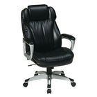 Office Star Worksmart Executive Chair with Adjustable Headrest, Black-Black bonded leather