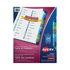 Avery Ready Index Double Column Table of Content Dividers for Laser and Inkjet Printers - 24 Tabs - Multi-colour-Preprinted Divider