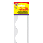 TREND enterprises, Inc. Terrific Trimmers - 2-1/4" x 39' - White - 12 Pack-Decorative precut paper border for displays and crafts