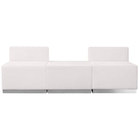 Flash Furniture  Hercules Alone Series Leather Reception Configuration, White, 3 Pieces (ZB803670SWH)-White Bonded Leather