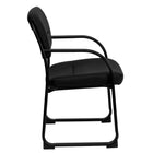 Flash Furniture Black Leather Executive Side Reception Chair with Sled Base-Black LeatherSoft Upholstery