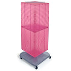 Azar Displays 40" x 14" x 14" 4-Sided Interlocking Pegboard Floor Display with Wheels, Pink (701436-PNK)-Revolves on a square wheeled base