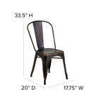 Flash Furniture Distressed Copper Metal Indoor-Outdoor Stackable Chair-Cross Brace under seat provides extra stability