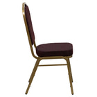 Flash Furniture HERCULES Series Crown Back Stacking Banquet Chair with Gold Frame - Burgundy Patterned Fabric-Stacks up to 15 Chairs High