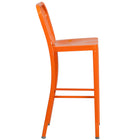 Tabouret de bar de qualité commerciale en métal orange de 30 po de hauteur pour l'intérieur et l'extérieur-Dossier à lattes vertical courbé