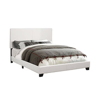 Monarch Specialties 5911Q Queen Size Bed - White Leather-Look-Modern contemporary styling