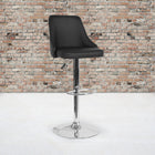 Flash Furniture Trieste Contemporary Adjustable Height Barstool - Black LeatherSoft - 2 Pack-Swivel Seat