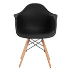 Nicer Furniture - fauteuil de style Eiffel avec pieds en bois naturel - noir - paquet de 4-Siège moulé en plastique robuste de haute qualité avec une finition mate