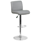 Tabouret de bar contemporain à hauteur ajustable en vinyle gris avec base chromée (DS-8101B-GY-GG)-Dossier mi-hauteur