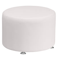 Flash Furniture - Pouf rond de 24 po en cuir blanc Melrose de la série HERCULES Alon-Pouf rond