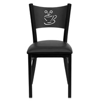 Flash Furniture HERCULES Series Black Coffee Back Metal Restaurant Chair - Black Vinyl Seat - 2 Pack-Set of 2 Metal Dining Chairs