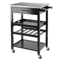 Winsome Anthony Kitchen Cart Stainless Steel Top, Black, (20326)-Kitchen Cart