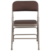 Flash Furniture HERCULES Series Curved Triple Braced & Double-Hinged Brown Patterned Fabric Metal Folding Chair-Padded Metal Folding Chair