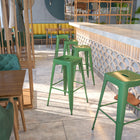 Flash Furniture 30" High Backless Green Metal Indoor-Outdoor Barstool with Square Seat-Backless Design
