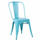 Plata Import Tolix Armless Metal Chairs - Turquoise - 2 Pack-High back