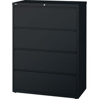 Hirsh HL10000 Series Lateral File Cabinet, 4-Drawer, Black-Heavy-duty three-piece, ball-bearing slide suspension