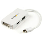 Startech® Adaptateur de voyage A/V : Convertisseur 3-en-1 Mini DisplayPort à DVI VGA ou HDMI, blanc-Se transporte bien en voyage ou au bureau grâce à son faible encombrement et à sa légèreté