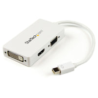 Startech® Adaptateur de voyage A/V : Convertisseur 3-en-1 Mini DisplayPort à DVI VGA ou HDMI, blanc-Se transporte bien en voyage ou au bureau grâce à son faible encombrement et à sa légèreté