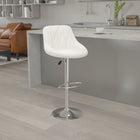 Flash Furniture Contemporary Vinyl Bucket Seat Adjustable Height Barstool with Diamond Pattern Back & Chrome Base - White-Seat Size: 14.5''W