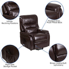 Flash Furniture HERCULES Series Brown Leather Remote Powered Lift Recliner-Infinite Recline Positions